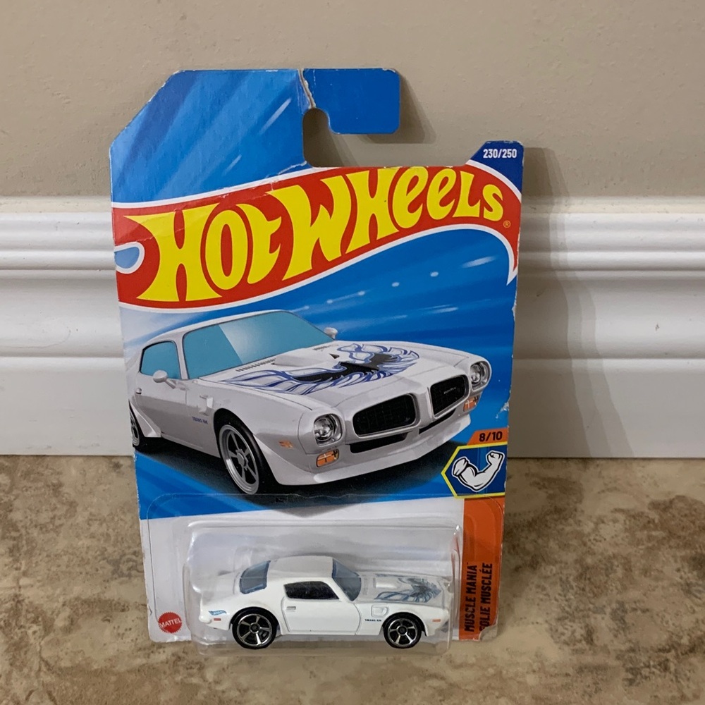 Hot Wheels Firebird Classic ‘73 Pontiac White Die-Cast Car muscle mania 8/10